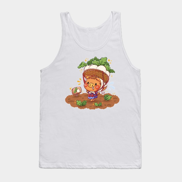 Cute Pig Turnip Farmer Tank Top by Nas.ArtSpace